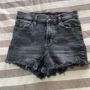 Kendall & Kylie Festival Y2K Goth Washed Black Frayed Hem Denim Shorts